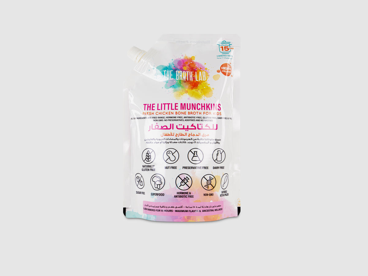 Fresh "The Little Munchkins" broth pouch, 500ml stand-up spout pouch