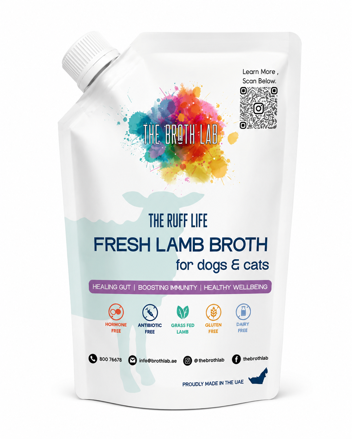 The Ruff Life fresh lamb broth pouch for dogs and cats