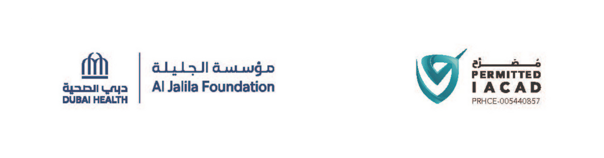 Al Jalila Foundation logo with Dubai Health and IACAD permitted badge